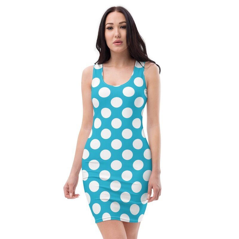 Blue & White Poka Dot Dress