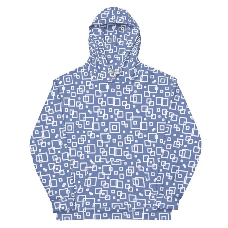 Blue and White Checked Hoodie