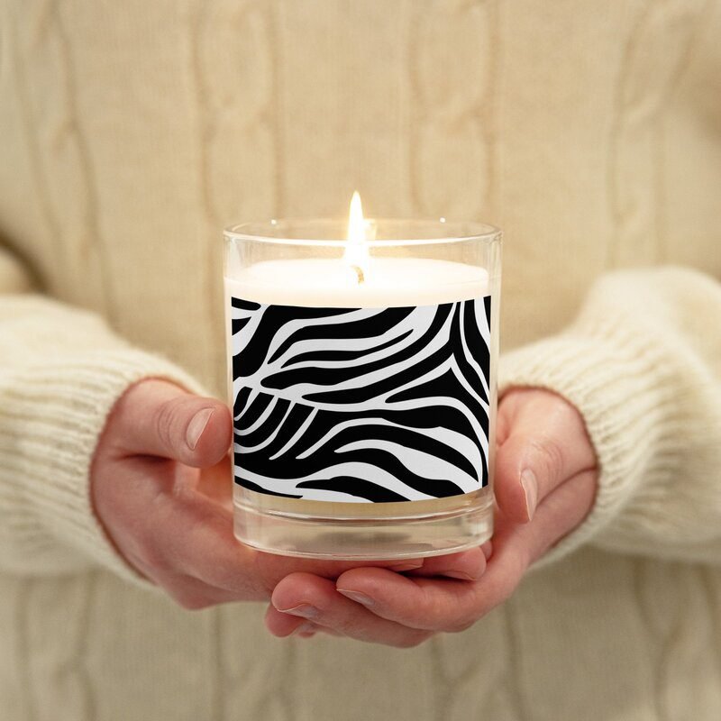 Zebra Print Glass Jar Soy Wax Candle