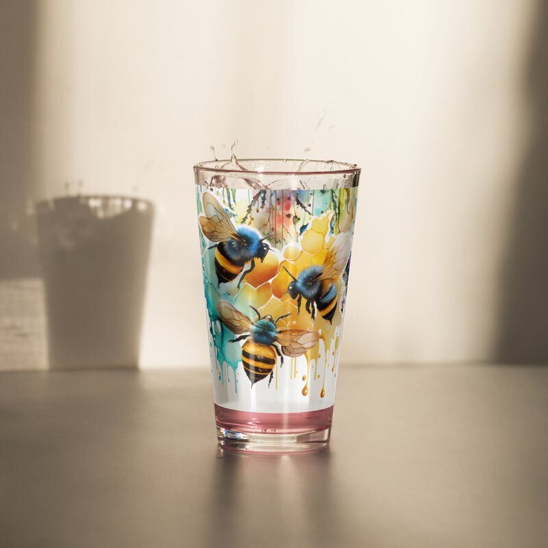 Bee Glass Pint Cup