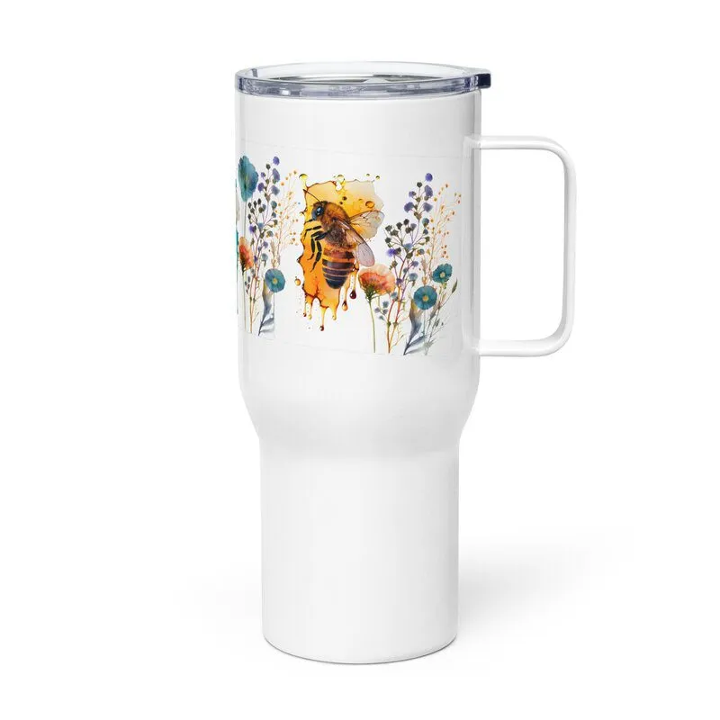 Travel mug with a handle