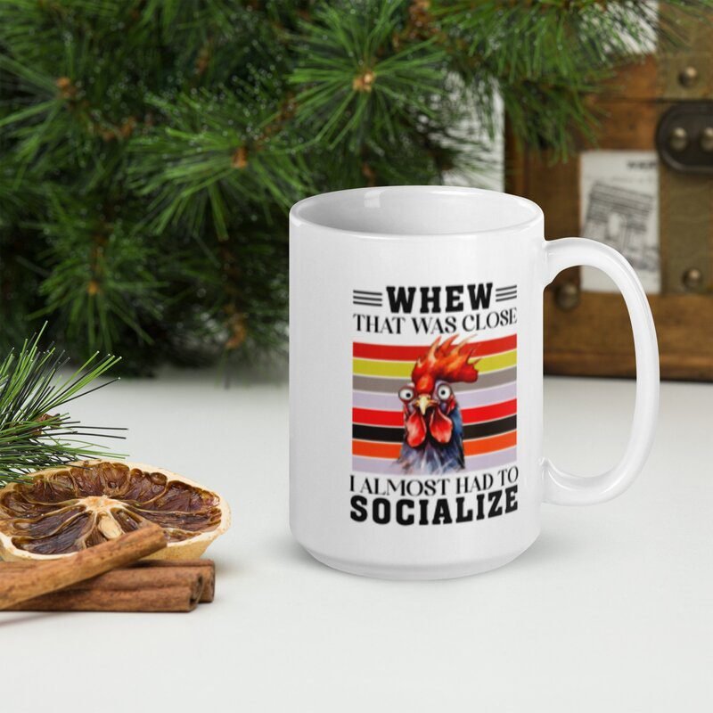 That Was Close Rooster Mug