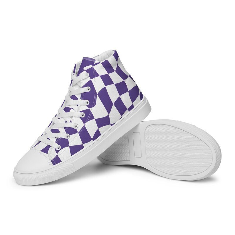 Men’s Purple Checked High Tops Shoes