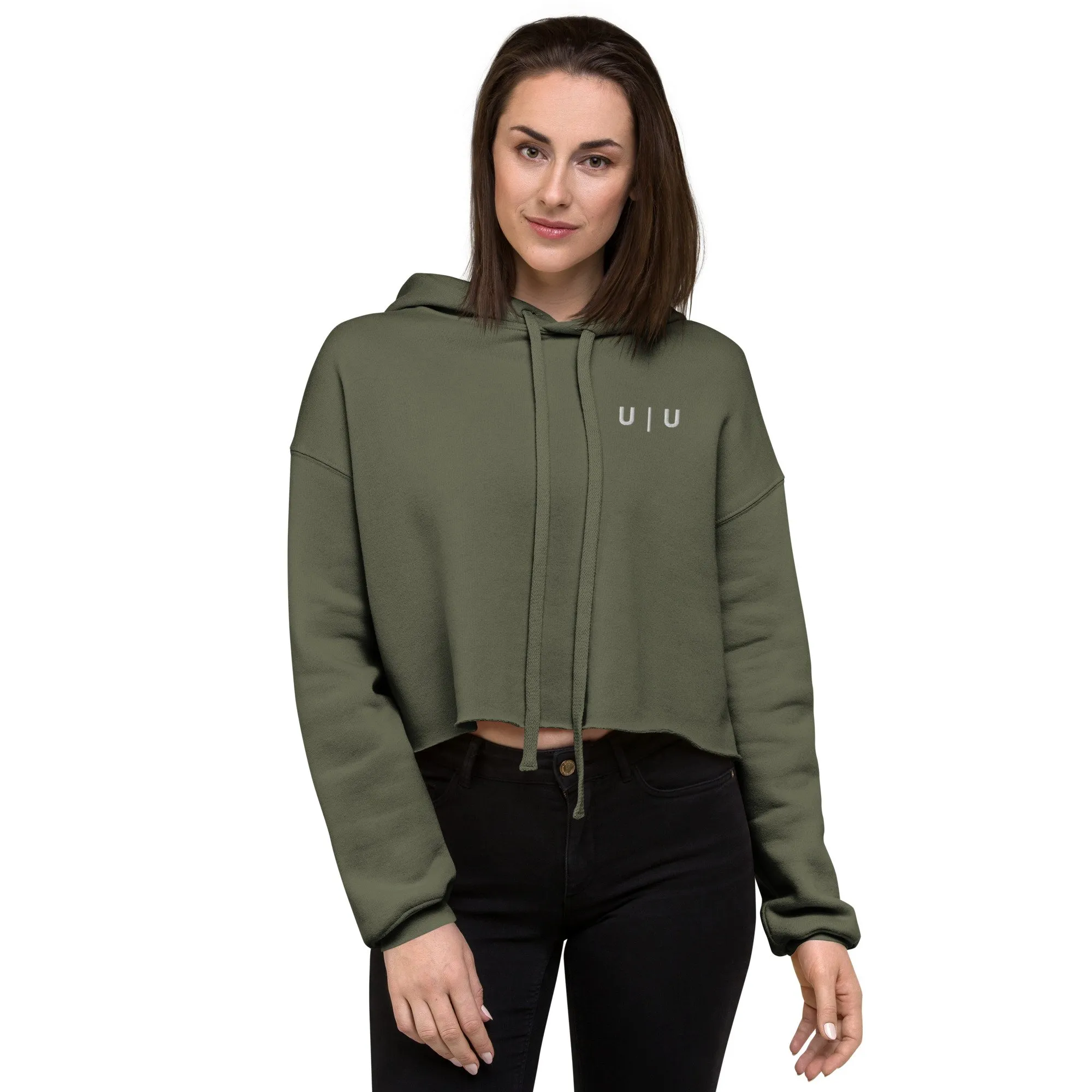 U | U Woman's Embroidered Crop Hoodie 3 U | U Woman's Embroidered Crop Hoodie - Image 3